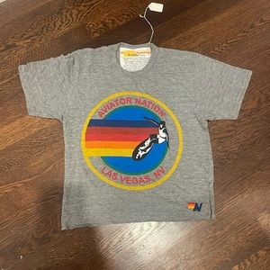 AVIATOR NATION SIGNATURE BOYFRIEND TEE - HEATHER GREY BRAND NEW
